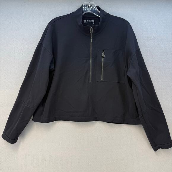 Y/osemite James Perse Performance Pullover Womens 3 (L) Black Half Zip Crop - Picture 6 of 11